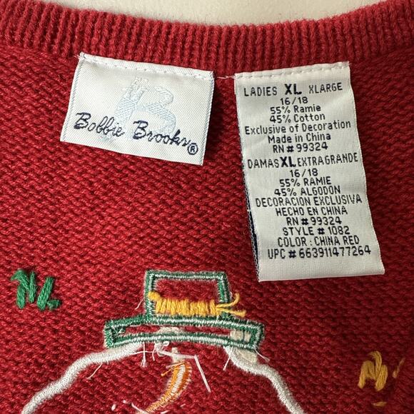 Vintage Women’s Red Christmas Sweater Vest Size XL Snowman Festive Holiday Ugly - Picture 5 of 10